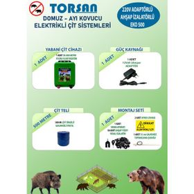 Torsan Eko 500 Adaptörlü 220V Domuz Ayı Kovucu 500 mt Elektrikli Çit Sistemi