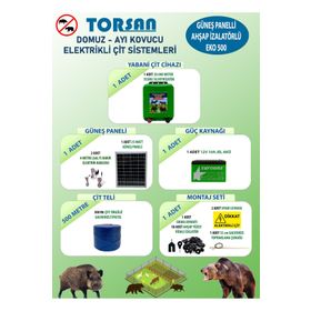 Torsan Eko 500 Domuz Ayı Kovucu 500 mt Güneş Panelli Elektrikli Çit Sistemi