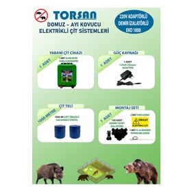 Torsan Eko Plus 1000 Adaptörlü 220V Domuz Ayı Kovucu 1000 mt Elektrikli Çit Sistemi