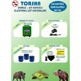 Torsan Eko Plus 1500 Adaptörlü 220V Domuz Ayı Kovucu 1500 mt Elektrikli Çit Sistemi