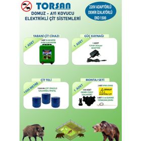 Torsan Eko Plus 1500 Adaptörlü 220V Domuz Ayı Kovucu 1500 mt Elektrikli Çit Sistemi
