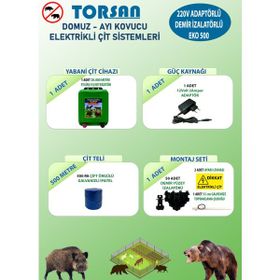 Torsan Eko Plus 500 Adaptörlü 220V Domuz Ayı Kovucu 500 mt Elektrikli Çit Sistemi