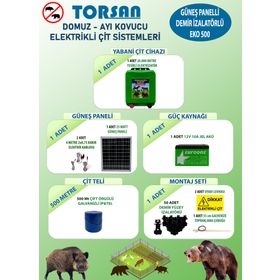 Torsan Eko Plus 500 Domuz Ayı Kovucu 500 mt Güneş Panelli Elektrikli Çit Sistemi