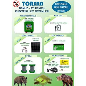 Torsan Pro 1000 Domuz Ayı Kovucu 1000 mt Güneş Panelli Elektrikli Çit Sistemi