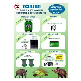 Torsan Pro 1000 Domuz Ayı Kovucu 1000 mt Güneş Panelli Elektrikli Çit Sistemi