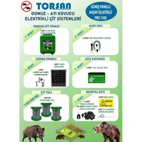 Torsan Pro 1500 Domuz Ayı Kovucu 1500 mt Güneş Panelli Elektrikli Çit Sistemi