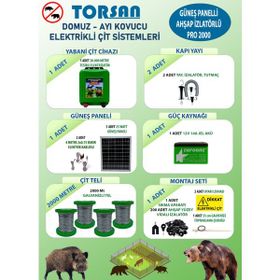 Torsan Pro 2000 Domuz Ayı Kovucu 2000 mt Güneş Panelli Elektrikli Çit Sistemi
