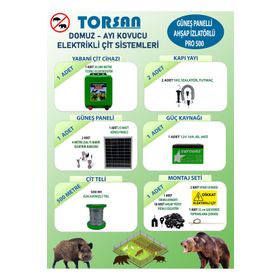 Torsan Pro 500 Domuz Ayı Kovucu 500 mt Güneş Panelli Elektrikli Çit Sistemi