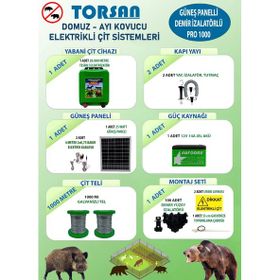 Torsan Pro Plus 1000 Domuz Ayı Kovucu 1000 mt Güneş Panelli Elektrikli Çit Sistemi