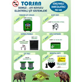Torsan Pro Plus 1000 Domuz Ayı Kovucu 1000 mt Güneş Panelli Elektrikli Çit Sistemi