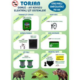 Torsan Pro Plus 1000 Domuz Ayı Kovucu 1000 mt Güneş Panelli Elektrikli Çit Sistemi