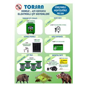 Torsan Pro Plus 2000 Adaptörlü 220V Domuz Ayı Kovucu 2000 mt Elektrikli Çit Sistemi
