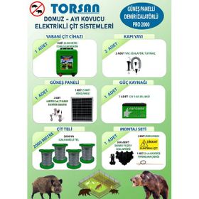Torsan Pro Plus 2000 Domuz Ayı Kovucu 2000 mt Güneş Panelli Elektrikli Çit Sistemi