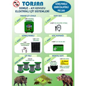 Torsan Pro Plus 2000 Domuz Ayı Kovucu 2000 mt Güneş Panelli Elektrikli Çit Sistemi