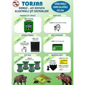 Torsan Pro Plus 2000 Domuz Ayı Kovucu 2000 mt Güneş Panelli Elektrikli Çit Sistemi