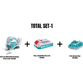Total Li-on Akülü Kömürsüz Dekupaj Testere TJSLI1008 + Lı-Ion Batarya 20V 2 Ah TFBLI2001 + Akü Şarj Cihazı TFCLI2001E Total Set-1