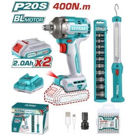 Total TOSLI23048E Darbeli Somun Sıkma Makinesi 400 Nm + Askılı Çalışma Işığı Seti