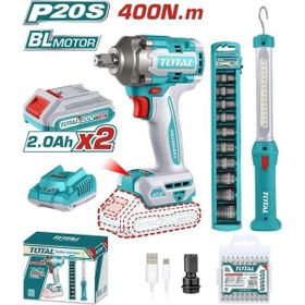 Total TOSLI23048E Darbeli Somun Sıkma Makinesi 400 Nm + Askılı Çalışma Işığı Seti
