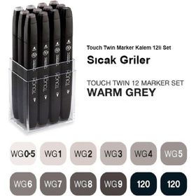 Touch 12'li Set Sıcak Griler Twin Marker Kalem