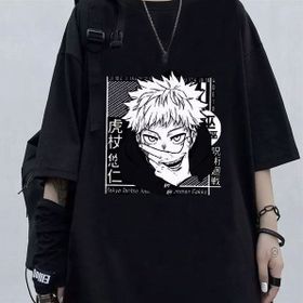 Touz Moda Anime Jujutsu Kaisen Eyes Unisex Siyah Oversize T-shirt