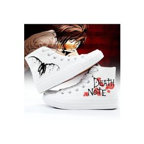 Touz Moda Death Note Baskılı Beyaz Kanvas Ayakkabı
