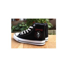 Touz Moda Demon Girl Baskılı Siyah Unisex Kanvas Ayakkabı