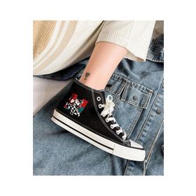Touz Moda Demon Slayer Tanjiro Sword Baskılı Siyah Unisex Kanvas Ayakkabı