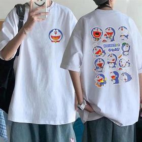Touz Moda Doraemon Collage Sırt Baskılı Beyaz Unisex Oversize T-shirt