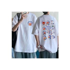 Touz Moda Doraemon Collage Sırt Baskılı Beyaz Unisex Oversize T-shirt