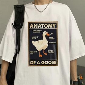 Touz Moda Duck Anatomy Baskılı Beyaz Unisex Oversize T-shirt