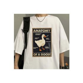 Touz Moda Duck Anatomy Baskılı Beyaz Unisex Oversize T-shirt