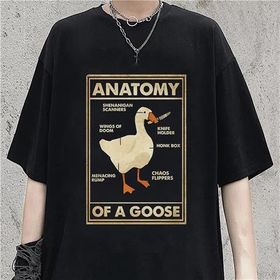 Touz Moda Duck Anatomy Baskılı Siyah Unisex Oversize T-shirt
