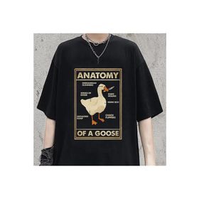 Touz Moda Duck Anatomy Baskılı Siyah Unisex Oversize T-shirt