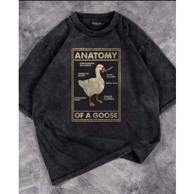 Touz Moda Duck Anatomy Eskitme Antrasit Unisex T-Shirt