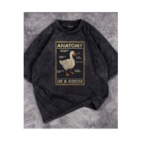 Touz Moda Duck Anatomy Eskitme Antrasit Unisex T-Shirt