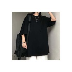 Touz Moda Düz Siyah Unisex Oversize T-shirt