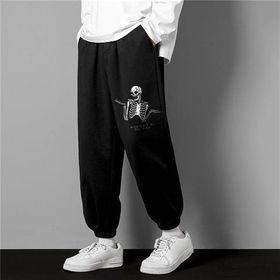 Touz Moda Gothic Confused Skeleton Baskılı Oversize Siyah Unisex Eşofman Altı