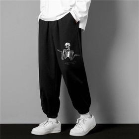Touz Moda Gothic Confused Skeleton Baskılı Oversize Siyah Unisex Eşofman Altı