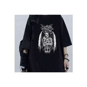 Touz Moda Gothic Devil Unisex Siyah Oversize T-Shirt