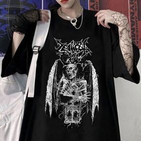Touz Moda Gothic Devil Unisex Siyah Oversize T-Shirt