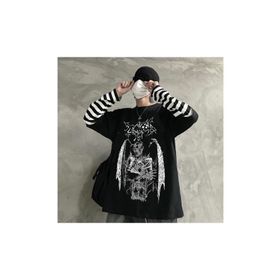 Touz Moda Gothic Devil Unisex Siyah Oversize T-Shirt