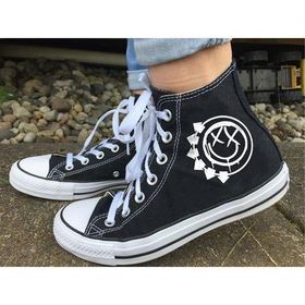 Touz Moda Gothic Smile Baskılı Siyah Kanvas Ayakkabı