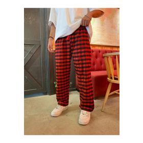 Touz Moda Harajuku Kırmızı Siyah Kare Desenli Tracksuit Eşofman Altı