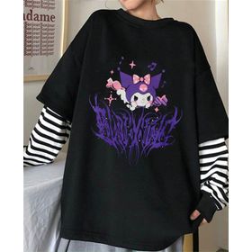 Touz Moda Harajuku Kuromi Gotik Uzun Kollu Unisex Oversize T-shirt