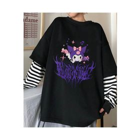 Touz Moda Harajuku Kuromi Gotik Uzun Kollu Unisex Oversize T-shirt