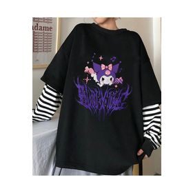 Touz Moda Harajuku Kuromi Gotik Uzun Kollu Unisex Oversize T-shirt