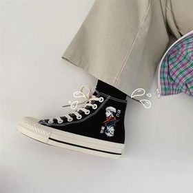 Touz Moda Jujutsu Kaisen Baskılı Siyah Unisex Kanvas Ayakkabı