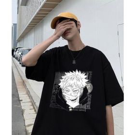 Touz Moda Jujutsu Kaisen Eyes Baskılı Siyah Unisex Oversize T-shirt
