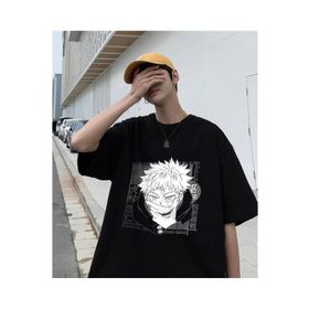 Touz Moda Jujutsu Kaisen Eyes Baskılı Siyah Unisex Oversize T-shirt