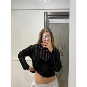 Touz Moda Kemer Boy's Oversize Siyah Triko Örgü Kazak